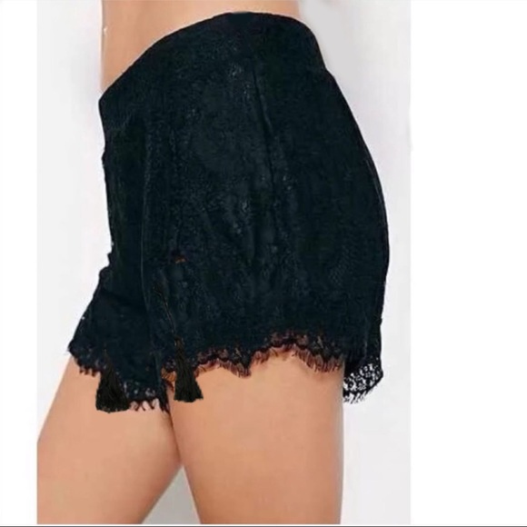 Pants - Black Shorts All over Lace Drawstring Lined New